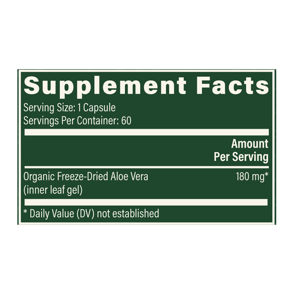 Aloe Vera Supplement Facts Label