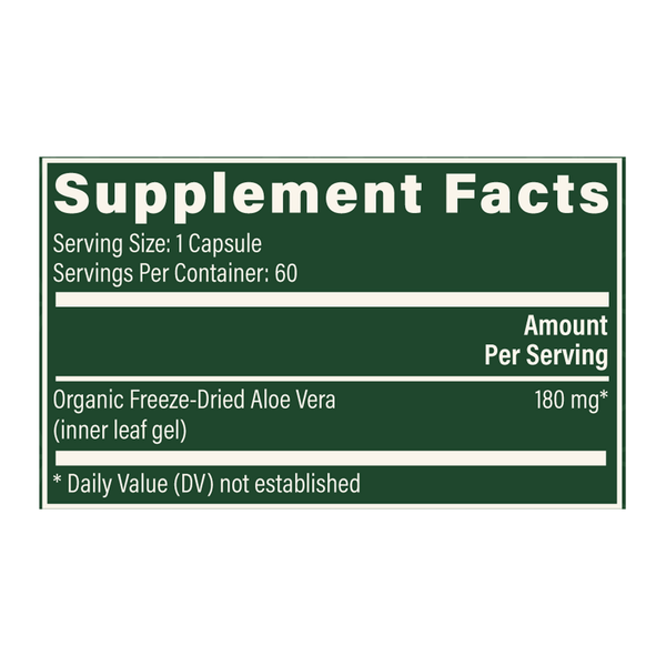 Aloe Vera Supplement Facts Label