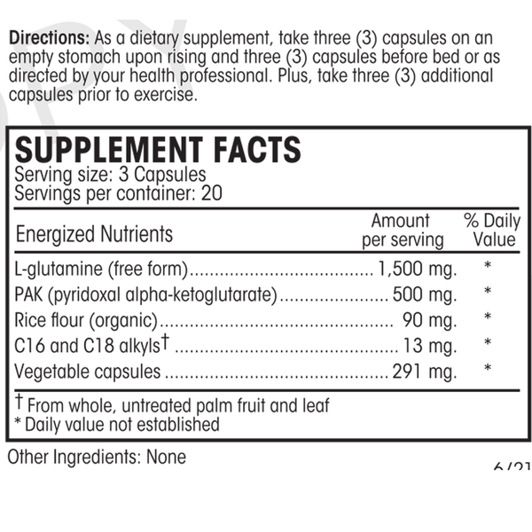 Endura/PAK Guard Supplement Facts Label