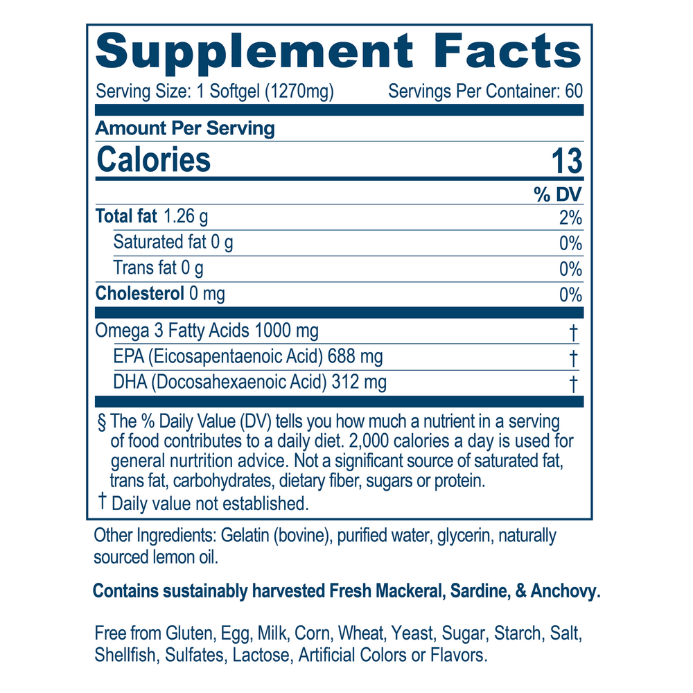 High Omega 3 Supplement Facts Label