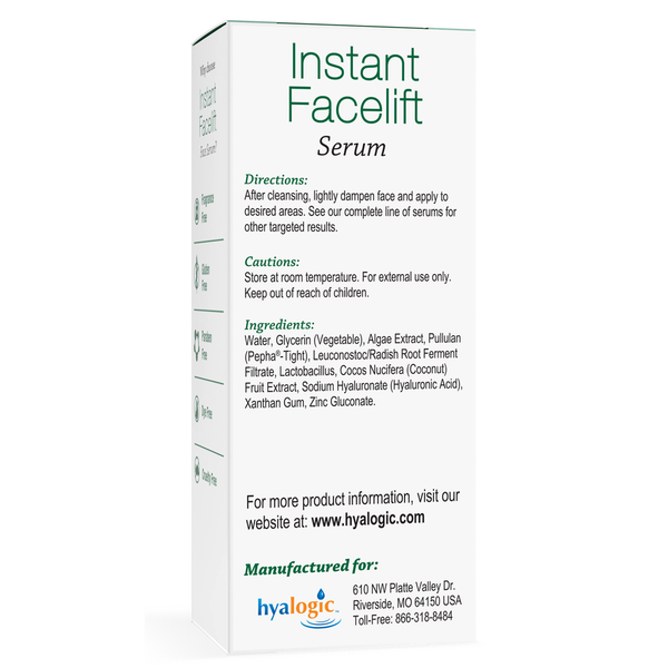 Instant Facelift Serum with HA Supplement Facts Label