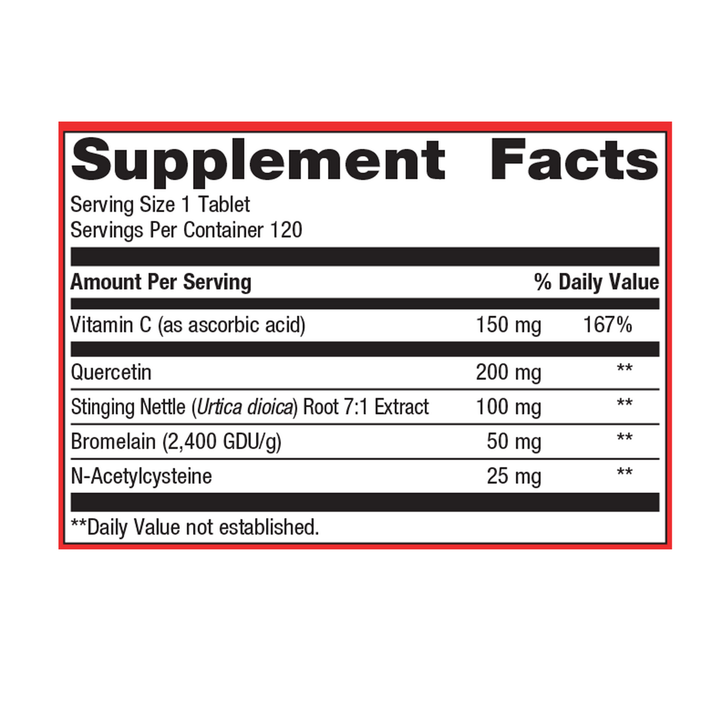 Sinuplex Supplement Facts Label