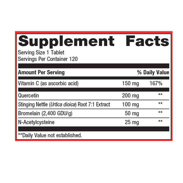 Sinuplex Supplement Facts Label