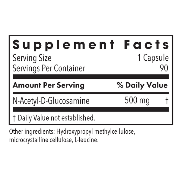 N-Acetyl Glucosamine (NAG) Supplement Facts Label