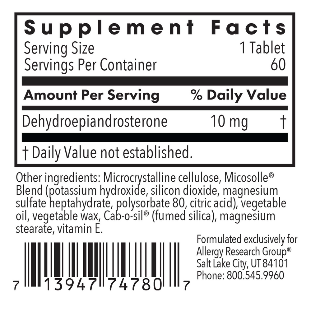 DHEA 10 mg Supplement Facts Label