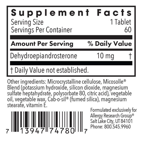 DHEA 10 mg Supplement Facts Label