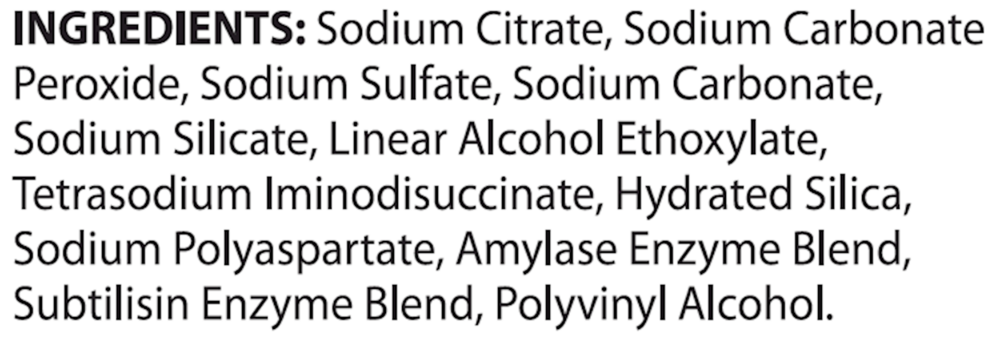 Greener Cleaner Dishwasher Pods Supplement Facts Label