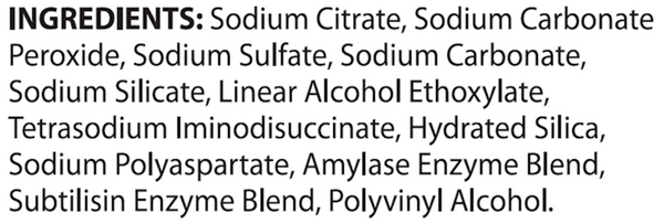 Greener Cleaner Dishwasher Pods Supplement Facts Label
