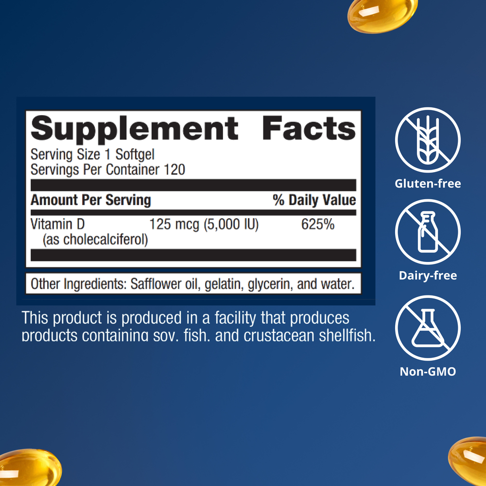 D3 5000 IU Supplement Facts Label