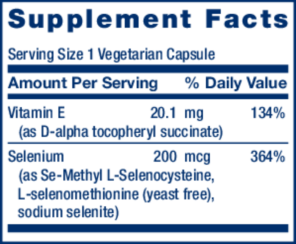 Super Selenium Complex Supplement Facts Label