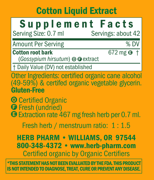 Cotton Supplement Facts Label