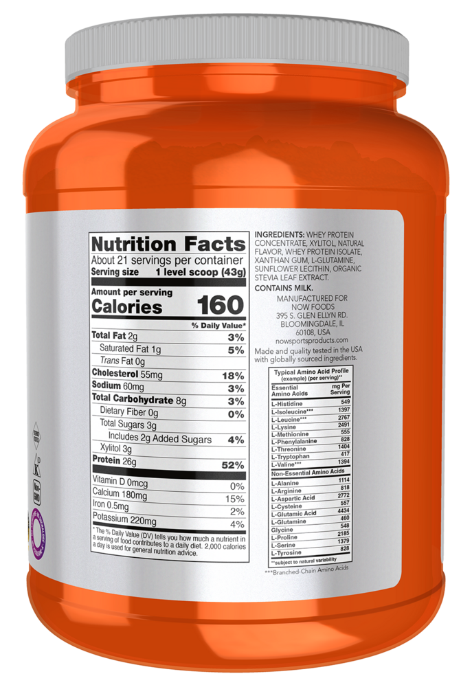 Whey Protein (Natural Vanilla) Supplement Facts Label