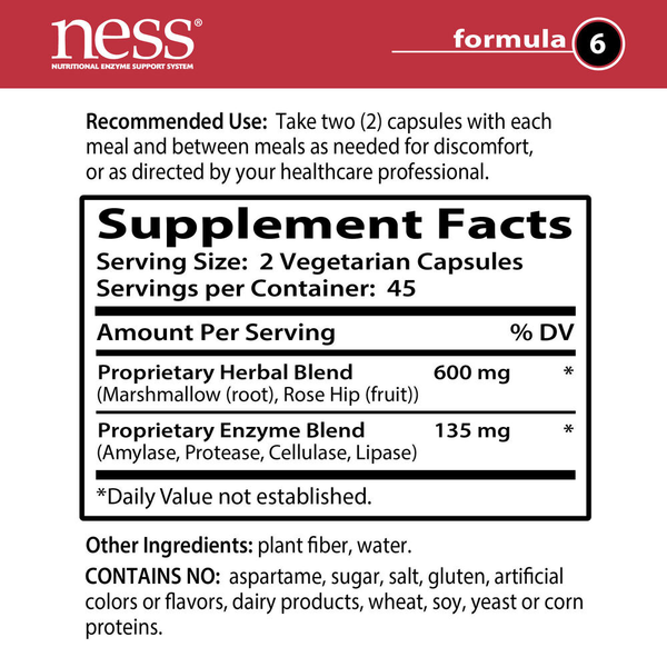 GI Relief Formula 6 Supplement Facts Label