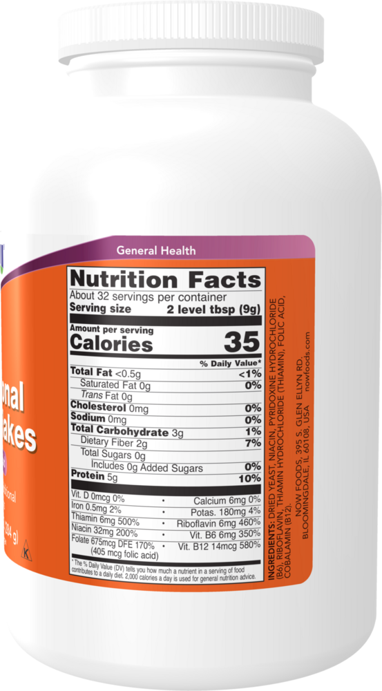 Nutritional Yeast Flakes Supplement Facts Label