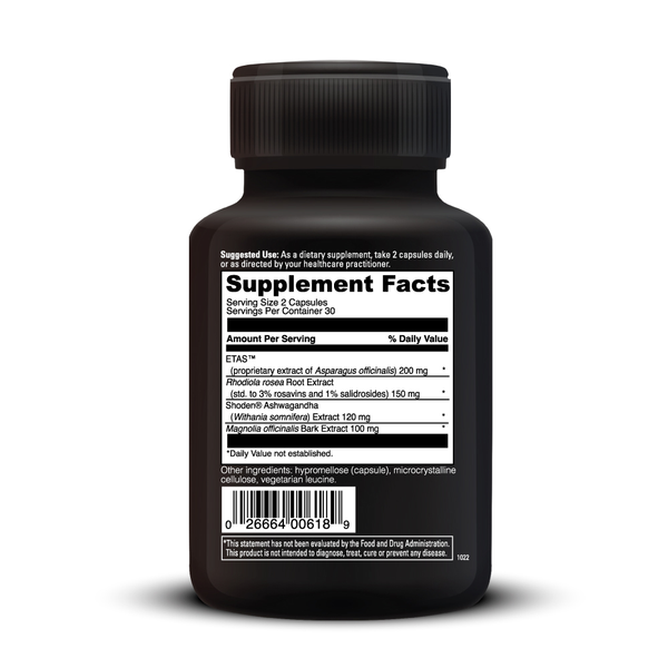 Cortisol Benefits Supplement Facts Label