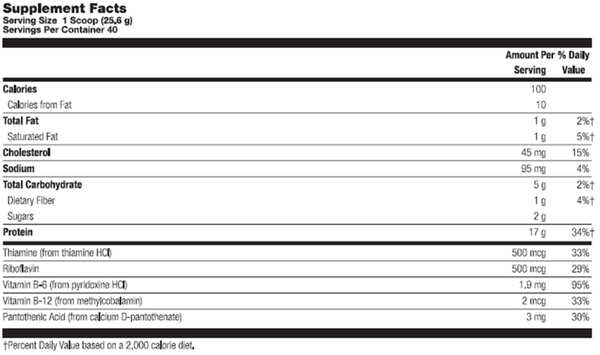 DISCONTINUED - Ultra Pure Whey Protein Vanilla Supplement Facts Label