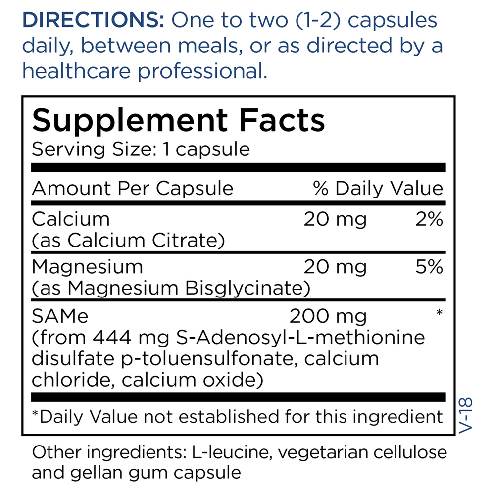 SAMe 200 mg Supplement Facts Label