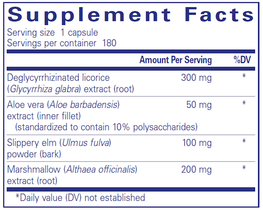 DGL Plus Supplement Facts Label