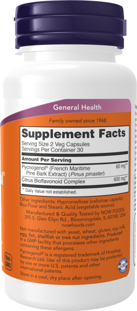 Pycnogenol 30 mg Supplement Facts Label