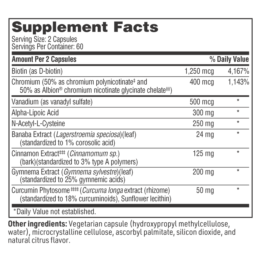 GlucoThera Forte Supplement Facts Label