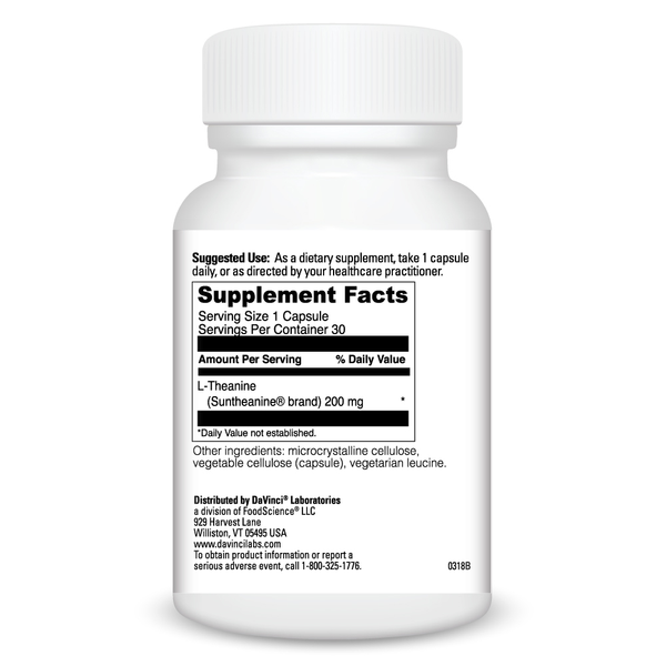 L-Theanine Supplement Facts Label