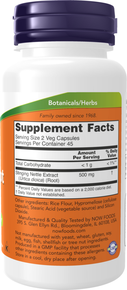 Stinging Nettle Root Extract 250 mg Supplement Facts Label
