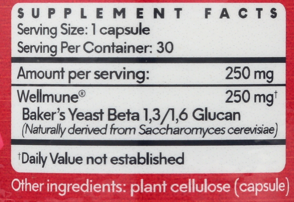 Immune Health Basics 250 mg Supplement Facts Label