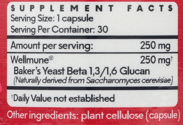 Immune Health Basics 250 mg Supplement Facts Label