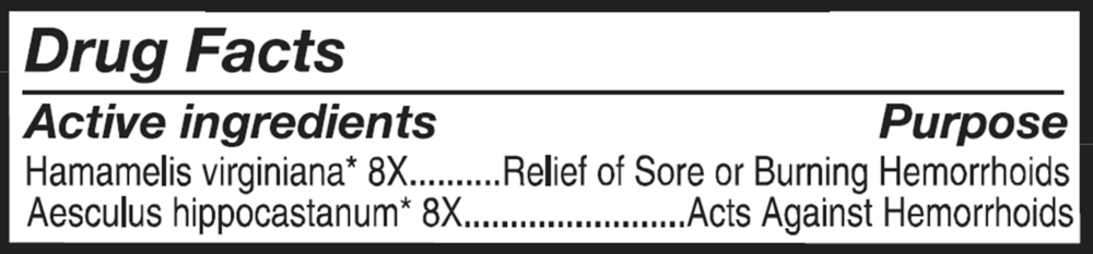 Hemorrhoid Extra Strength Org Supplement Facts Label