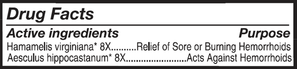 Hemorrhoid Extra Strength Org Supplement Facts Label