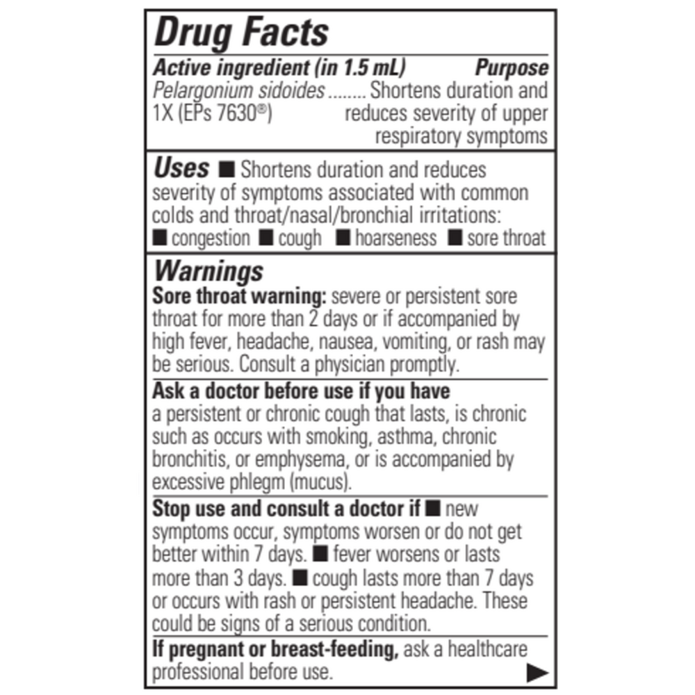 V Clear EPS 7630 Liquid 1 oz Supplement Facts Label