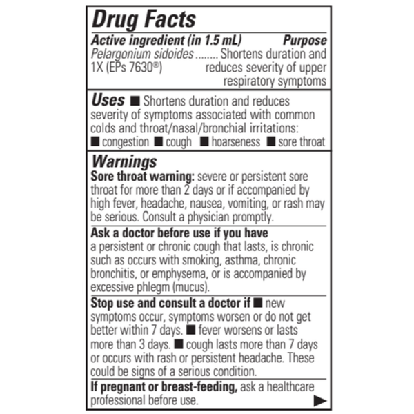 V Clear EPS 7630 Liquid 1 oz Supplement Facts Label