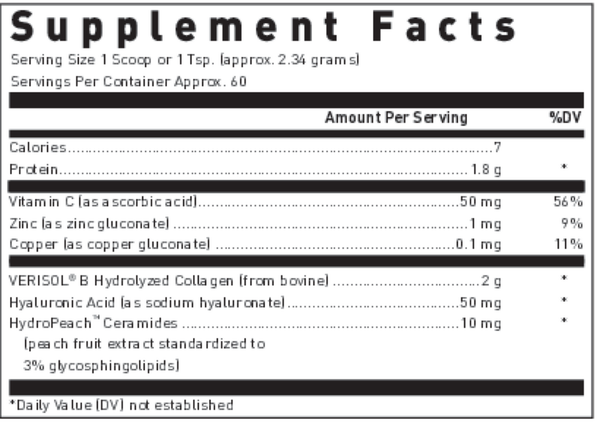Hydrolyzed Collagen+ Supplement Facts Label