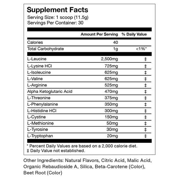 Vital Aminos Supplement Facts Label