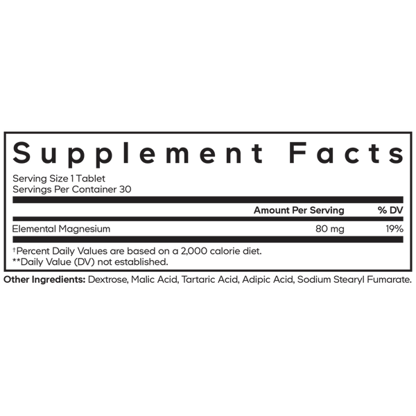 Molecular Hydrogen Supplement Facts Label