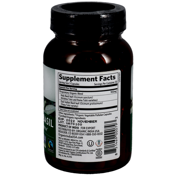 Tulsi-Holy Basil Supplement Facts Label