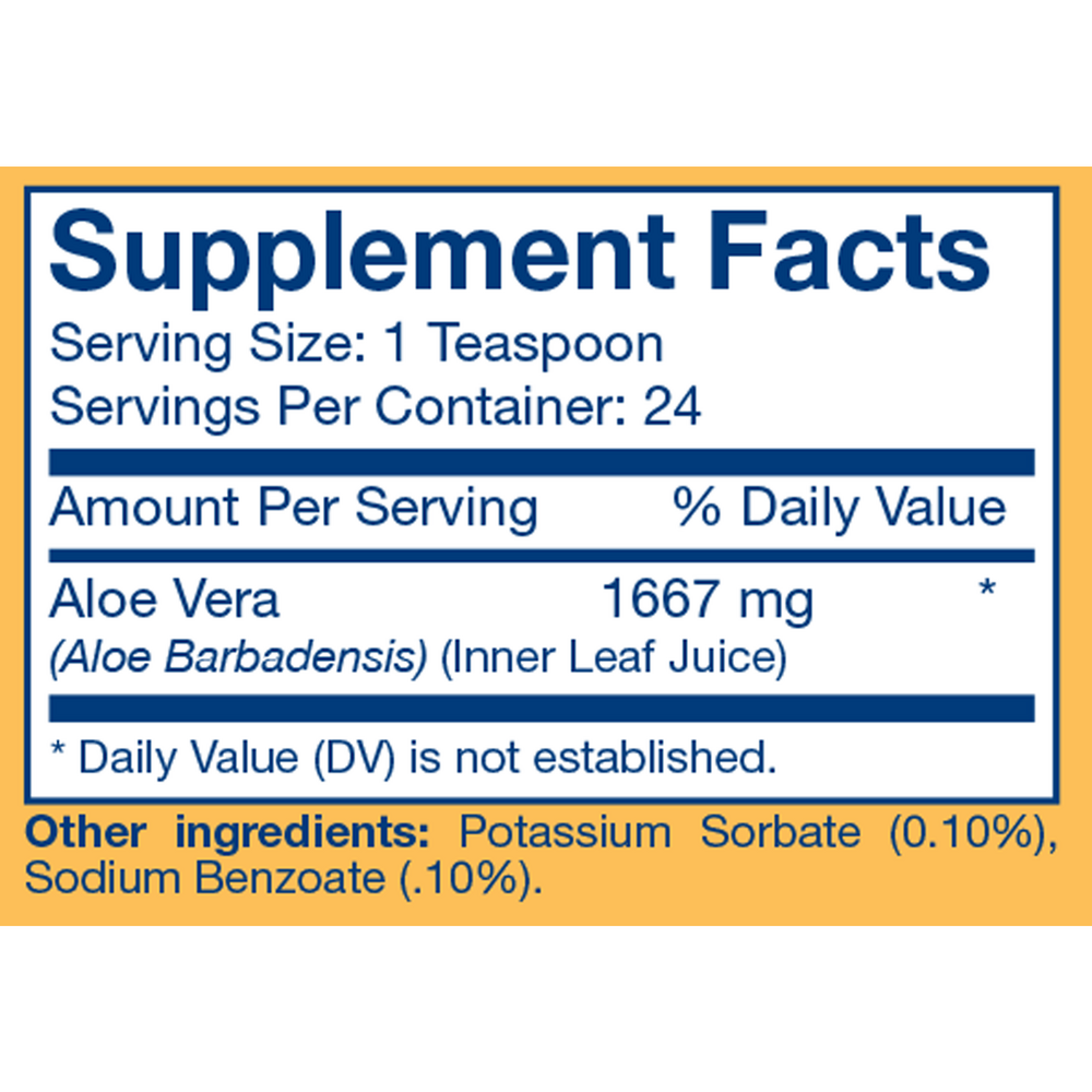 Aloe-Ace 40:1 Concentrate Supplement Facts Label