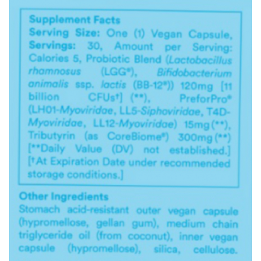 Synbiotic+ Supplement Facts Label