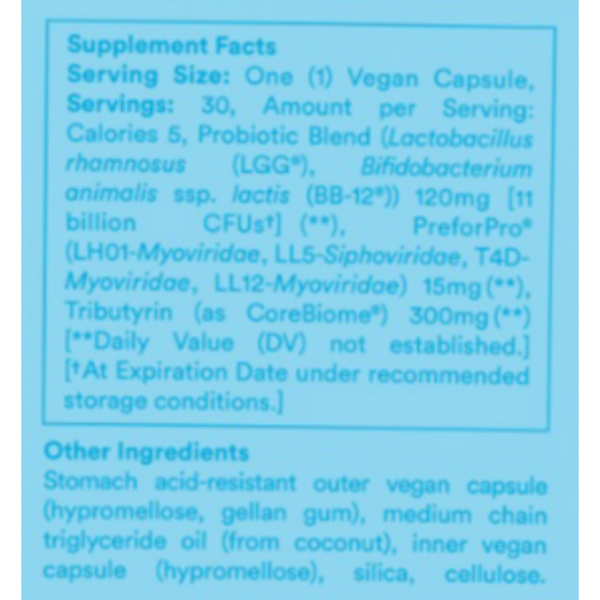 Synbiotic+ Supplement Facts Label