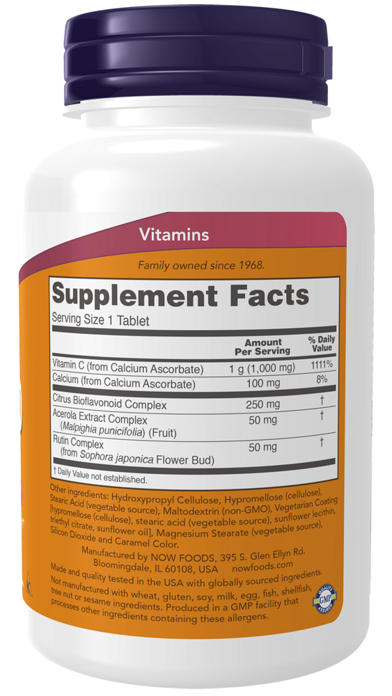 C-1000 (Buffered C) - 90 Tablets Supplement Facts Label
