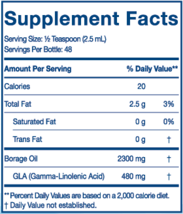 Nordic Beauty Borage Oil Supplement Facts Label