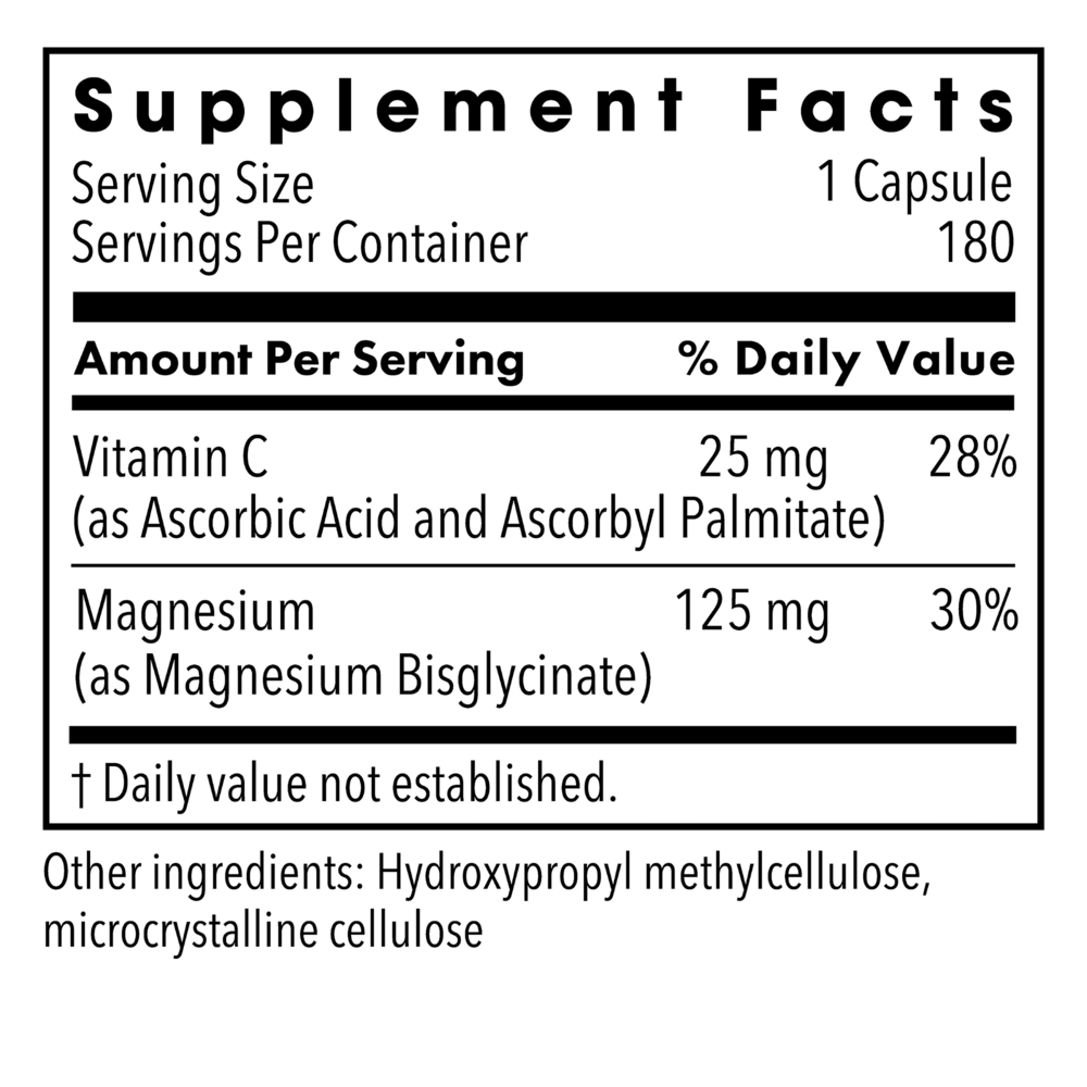 Magnesium Glycinate Supplement Facts Label