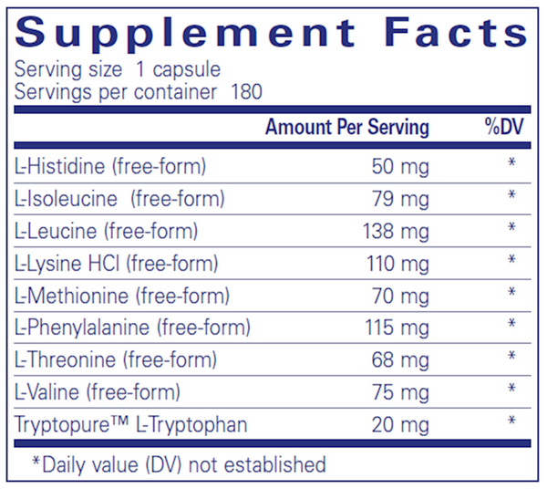 Essential Aminos Supplement Facts Label
