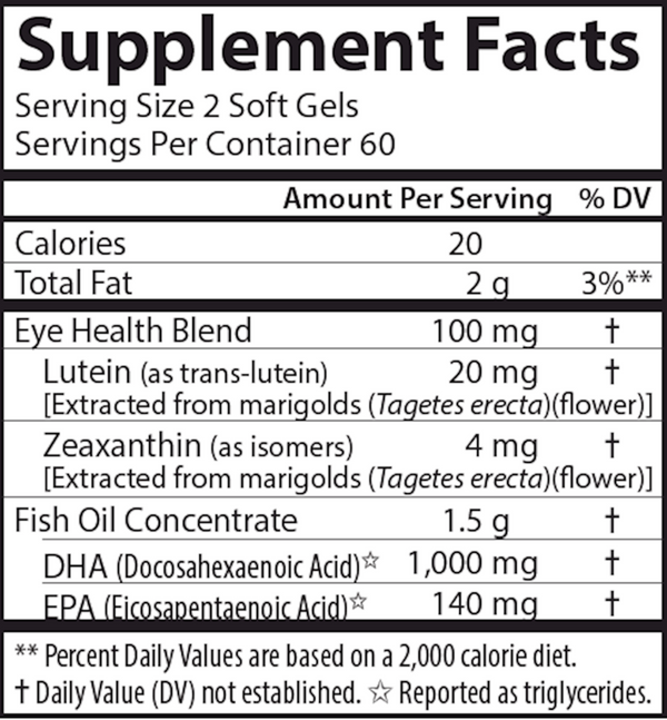 Right for the Macula Supplement Facts Label