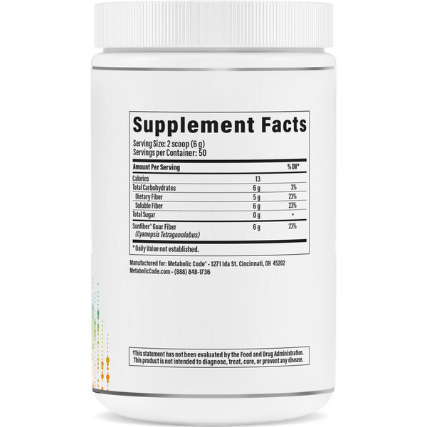 SUNFIBER Supplement Facts Label