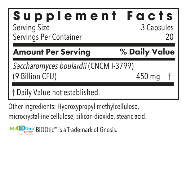 Essential-Biotic® SACCHAROMYCES BOULARDII Supplement Facts Label
