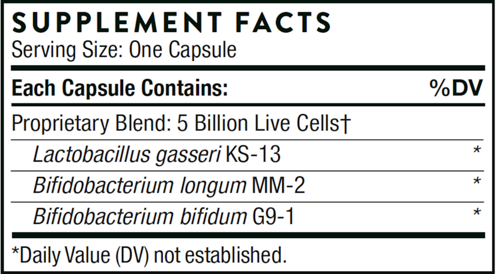 FloraMend Prime Probiotic Supplement Facts Label