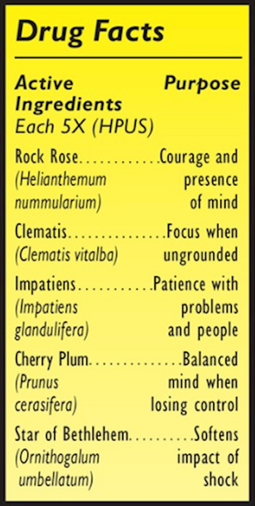 Rescue Remedy Supplement Facts Label
