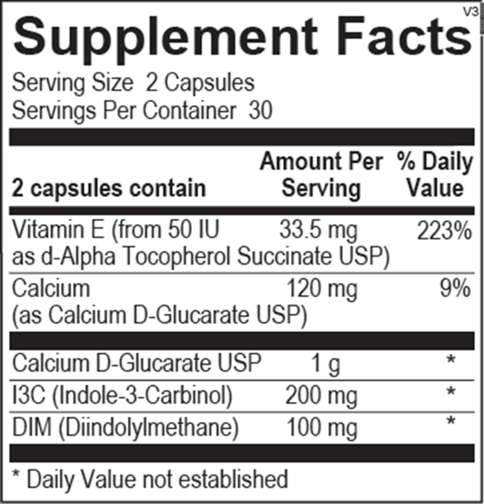 CDG EstroDIM Supplement Facts Label