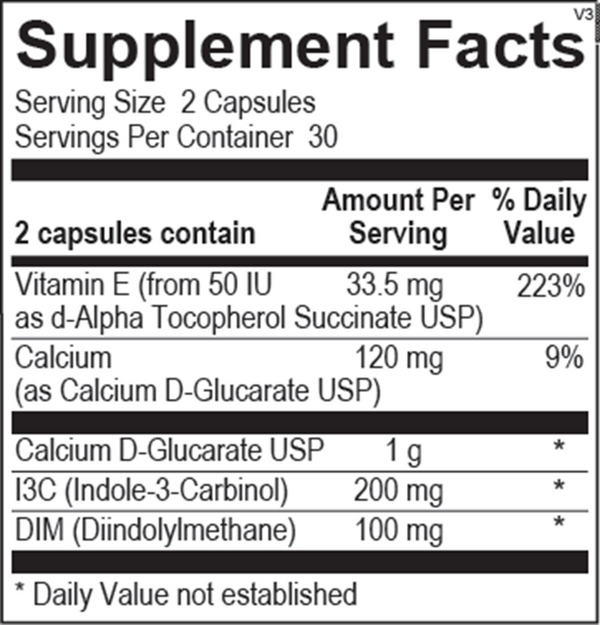 CDG EstroDIM Supplement Facts Label